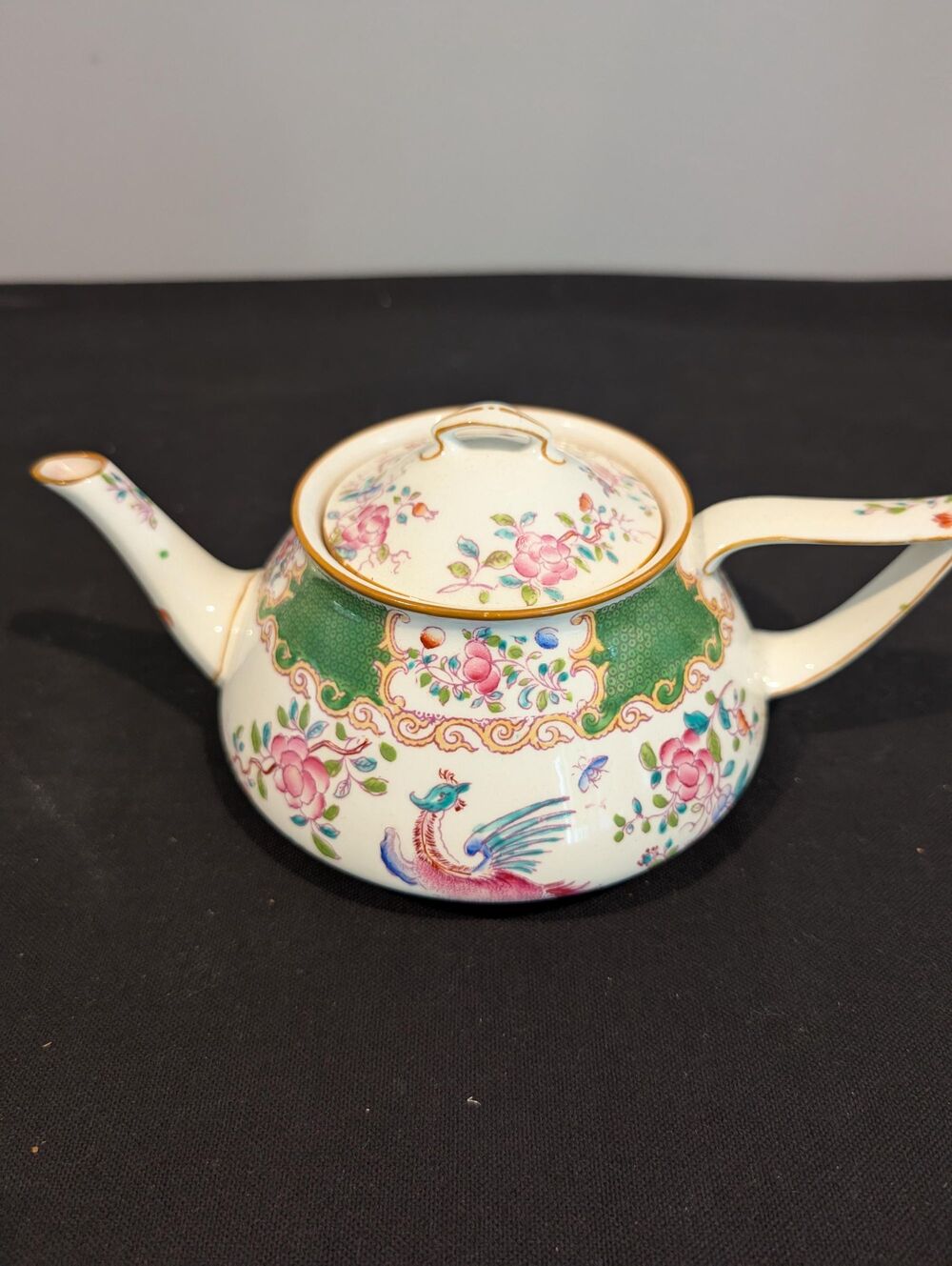 Minton Cockatrice Green Teapot w/ Lid Birks Backstamp Vintage English Bone China